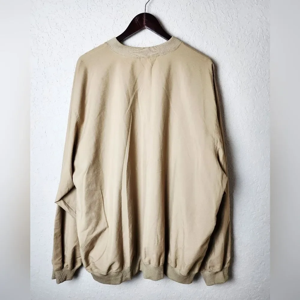 L.L.Bean Mens Golf Windbreaker V Neck Pullover Long Sleeve Top Tan Size XXL Tall